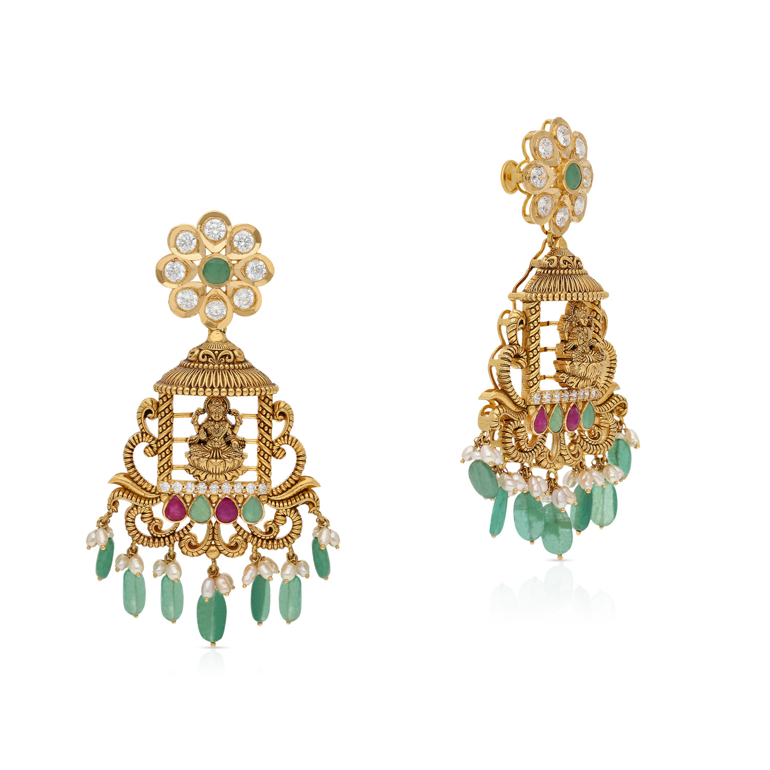 Gold Chandelier Necklace Earrings